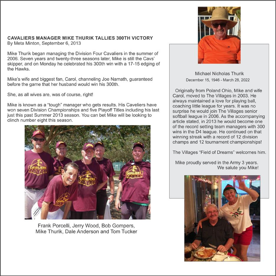 Mike Thurik D4 Softball Memorial The Villages Florida
